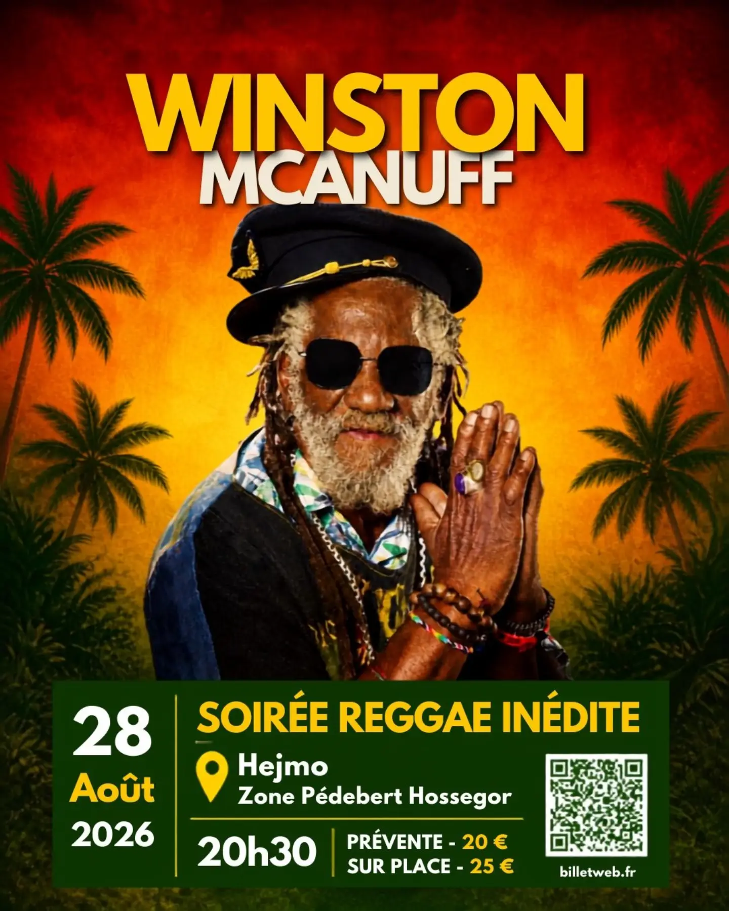 Grande soirée de fin d'été. 🌴

Le 28 août, EL NIDO Hossegor et HEJMO Hostel accueillent une légende du reggae : Winston 