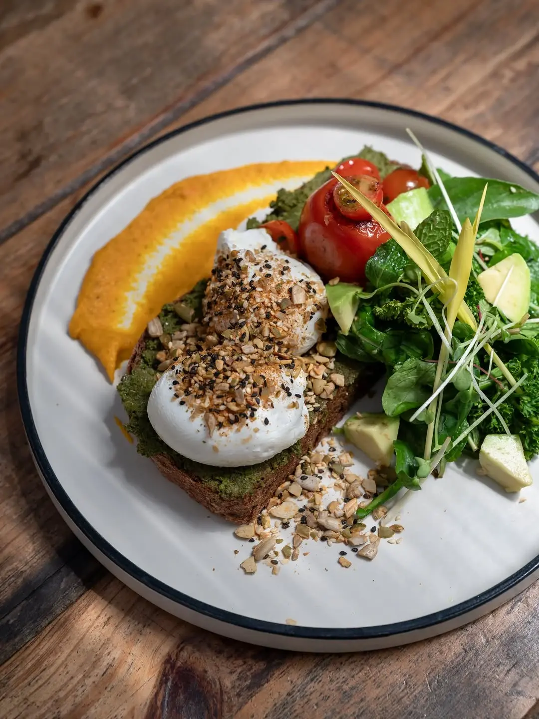 New dish alert ⚡ Pesto with a Sri Lankan pulse. Bold, bright, and strictly at Plan B. Try the all new Herbed Pesto Toast
