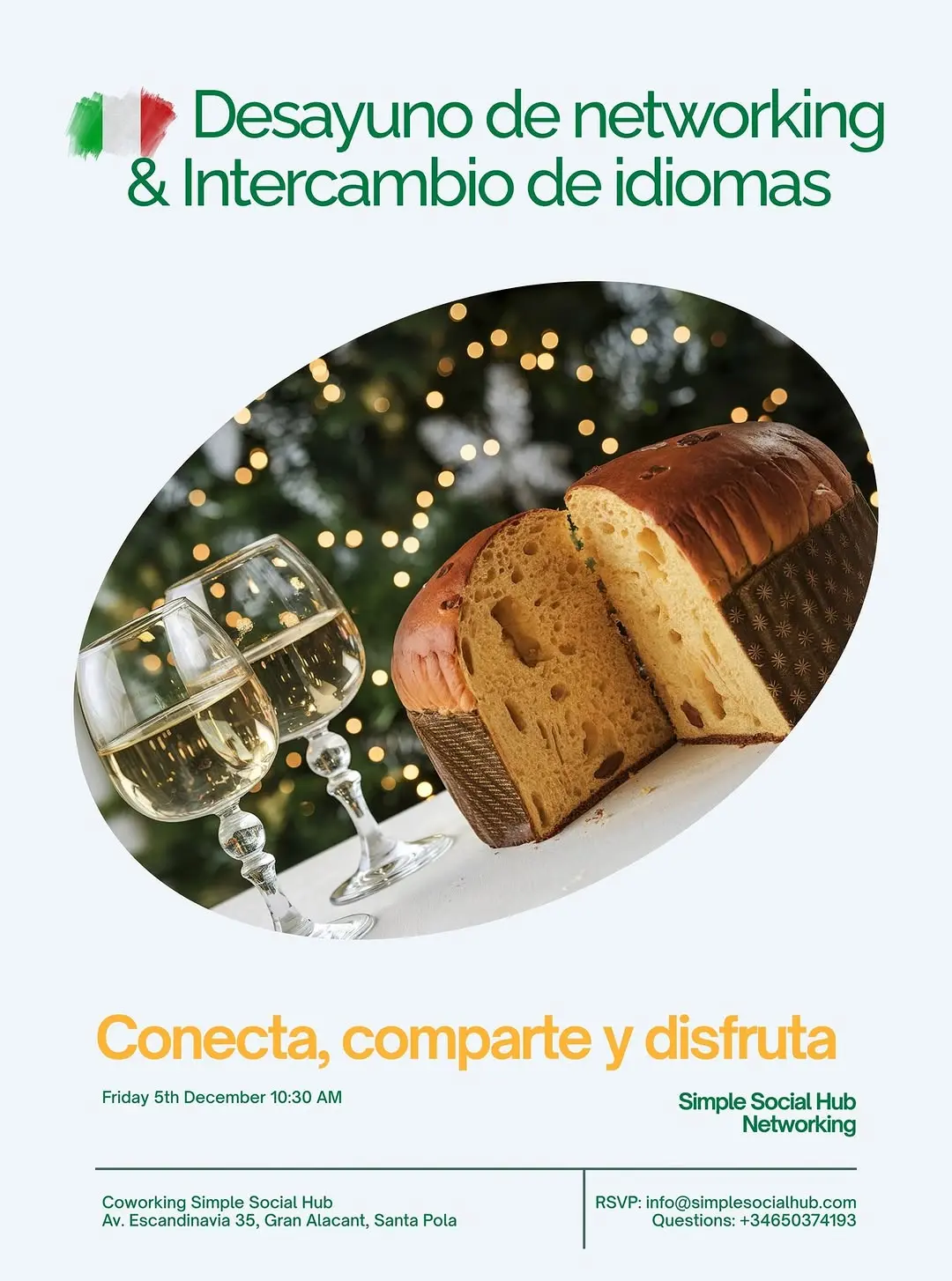 This Friday, December 5th (10:30–11:30), join us at Simple Social Hub for a special Networking Breakfast!

🎉 Italian Chr