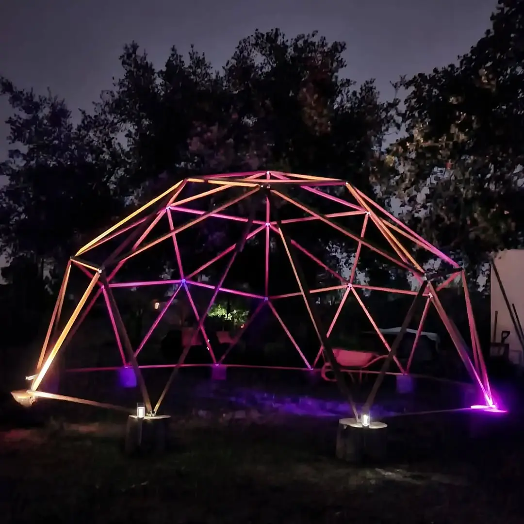 This disco dome created a beautiful space for a winter party. It will soon be repurposed as a greenhouse, wellness room 