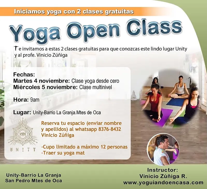 2 clases gratuitas de yoga, quedan cupos!
Yoga Open Class

Te invitamos a estas 2 clases gratuitas para que conozcas est